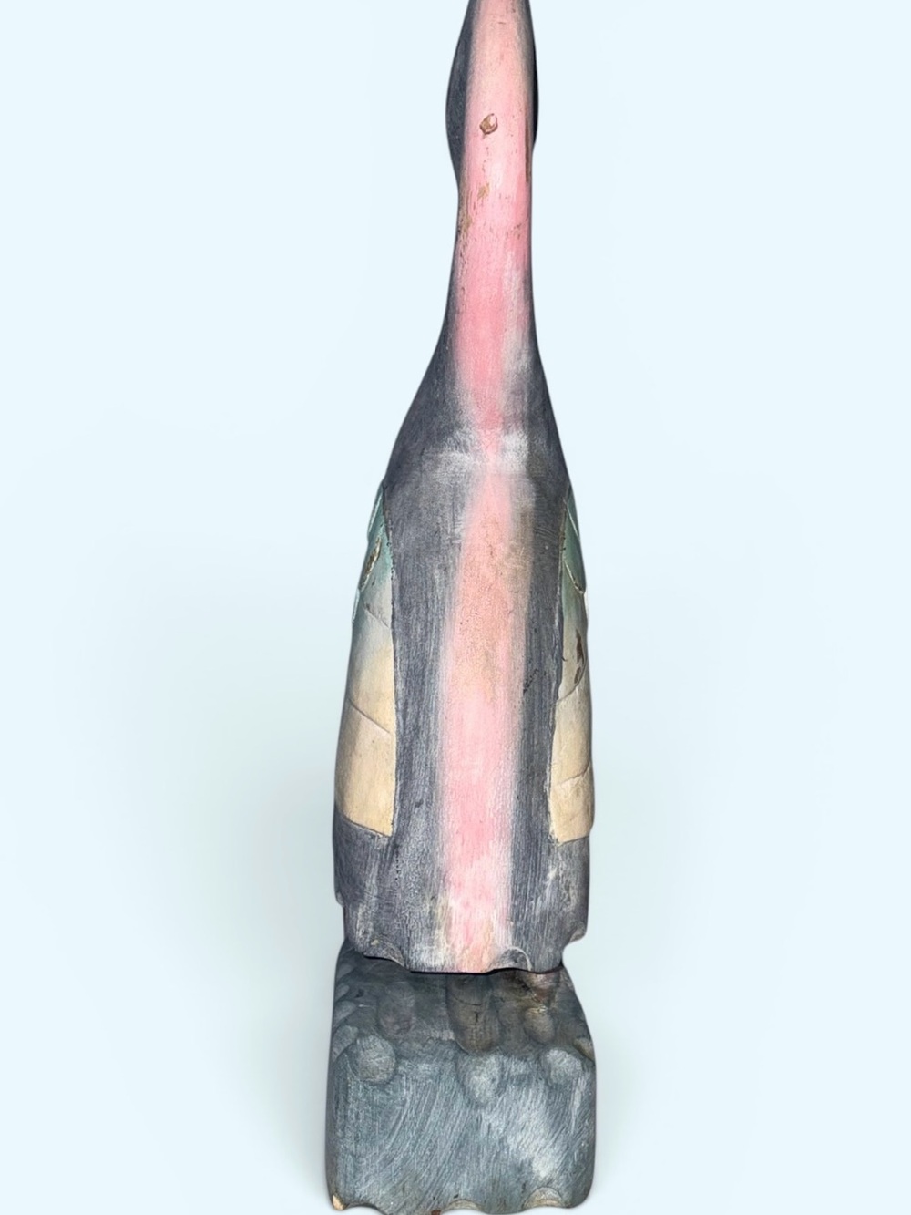 Vintage Handmade Carved Wooden Crane Seabird Nautical Herron Pastels Statue - Picture 4 of 6